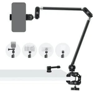 NEEWER 30 Swivel Arm with Desk Clamp/Action Camera Mount/Phone Holder, Microphone Boom Stand for Overhead Cameras, compatible with GoPro, iPhone, DSLR, Webcam, and Microphone, UA056 - 10107118