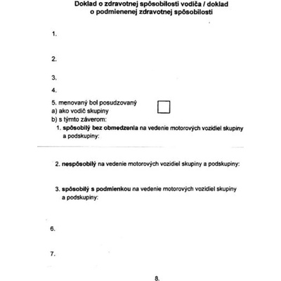 Igaz 464 Doklad o zdravotnej spôsobilosti vodiča A7