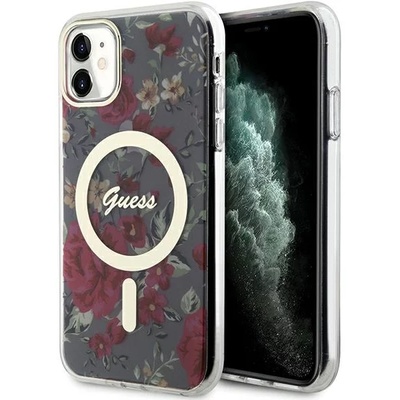 GUESS GUHMN61HCFWSA iPhone 11 / Xr 6.1" кафяв твърд калъф с флорален мотив MagSafe (GUHMN61HCFWSA)