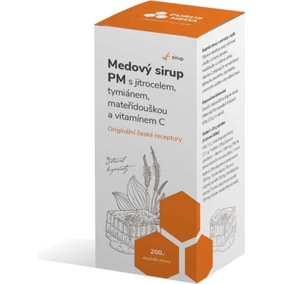 Medový sirup PM s jitrocelem tymiánem mateřídouškou a vitaminem C 200 g