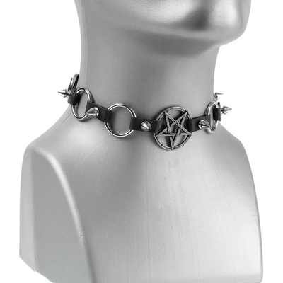 Leather & steel fashion Колие/чокър Pentagram - LSF9 34