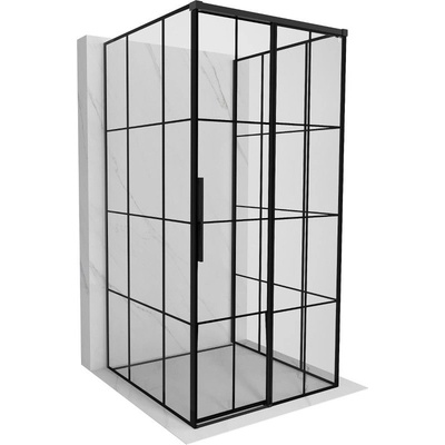 Mexen Rox-3S право плъзгаща се тристенна душ кабина 90 x 90 см, черна решетка, черна - 8C2-090-090-70-77-3S-P (8C2-090-090-70-77-3S-P)