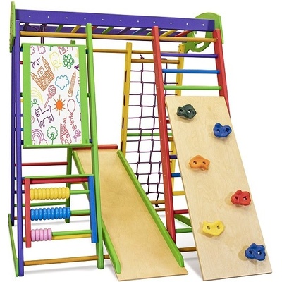 KinderSport hrací sestava Eco s ribstole, skluzavkou a lezeckou stenou