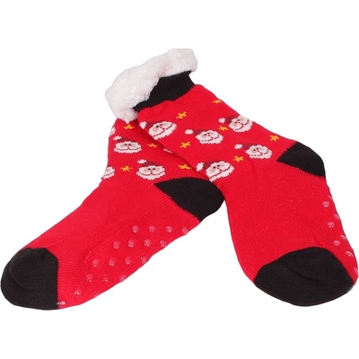 Мъжки коледни чорапи в червено с пух