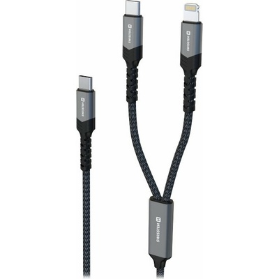 Swissten 72501202 nabíjací 2 v 1 USB-C/USB-C + Lightning 100W 1,5m černý