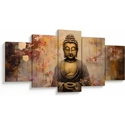 Obraz - Buddha, malba, pětidílný 150x80 cm