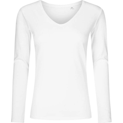 Promodoro 3086 Dámske tričko Slim Fit s výstrihom do V biela