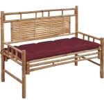 vidaXL Градинска пейка с възглавница, 120 см, бамбук (3063900)