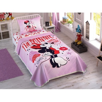 TAC Детски спален комплект с покривало за легло minnie mouse pink heart - disney