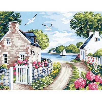 Norimpex - Puzzle Diamant painting: Lakeside houses 30x40 cm - 1 - 39 piese