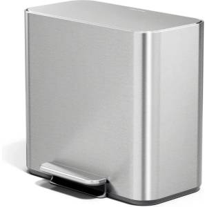 simplehuman Кошче за боклук за рециклиране/с педал от неръждаема стомана в матово сребрист цвят 15 l Dual Mini - simplehuman (CW2120)