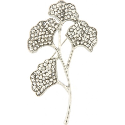 Biju brož lístek ginkgo vyskládaný zirkony stříbrná 9001495