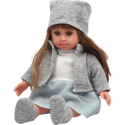 LEAN Toys 25105 Bábika Sweet Angel v sivom oblečení, 36,5 cm
