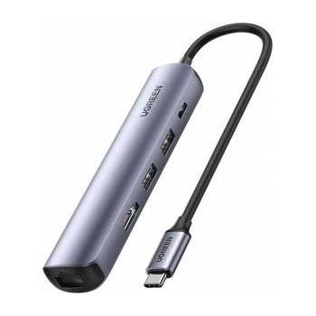 UGREEN Revodok CM418 hub USB-C / 2xUSB-A, HDMI 4K30Hz, RJ45 1Gbps, PD 100W grey