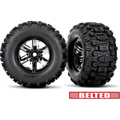 Traxxas kolo 4.3/5.7" disk X-Maxx černý chrom pneu Sledgehammer pár