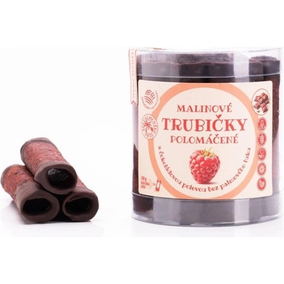 B. Produkt Malinové trubičky polomáčené s čokoládovou polevou bez palmového tuku 18 ks 220 g