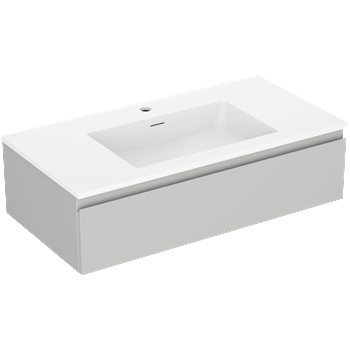 Mexen Orio баня шкаф 90 см с мивка Otis, 1 чекмедже, сив мат/бял мат - 91A10-09023-1-BF62-W18M01 (91A10-09023-1-BF62-W18M01)