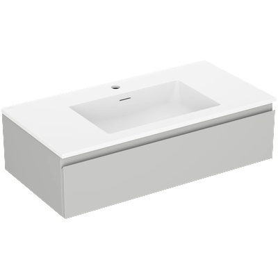 Mexen Orio баня шкаф 90 см с мивка Otis, 1 чекмедже, сив мат/бял мат - 91A10-09023-1-BF62-W18M01 (91A10-09023-1-BF62-W18M01)