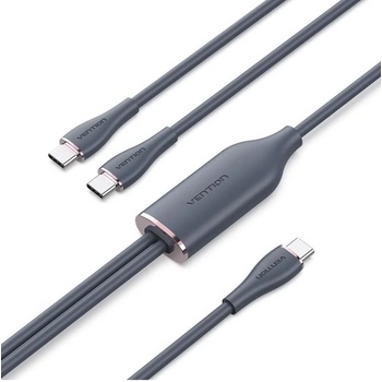 Vention USB-C 2.0/M - 2USB-C/M, (5A, силиконов, черен), 1, 5 м, кабел