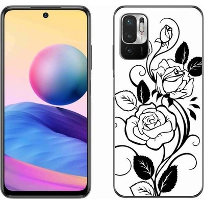 Pouzdro mmCase Gelové Xiaomi Redmi Note 10 5G - černobílá růže