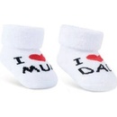 Dojčenské ponožky a pančušky New Baby Dojčenské froté ponožky biele I Love Mum and Dad