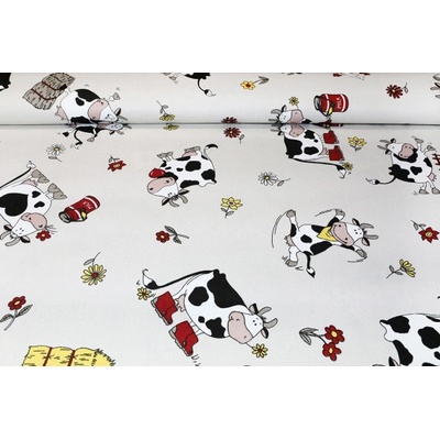 MADE IN ITALY Dekoračná látka Bavlna Veselé kravičky, š. 140 cm Viacfarebná Šírka 140 cm
