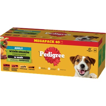 PEDIGREE Adult пакетче 40x100g - Смесени вкусове със зеленчуци в сос, пълноценна влажна храна за възрастни кучета