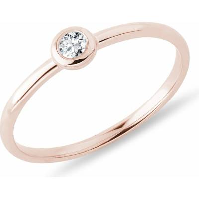Klenota Bezel prsteň z ružového zlata s briliantom k0661014