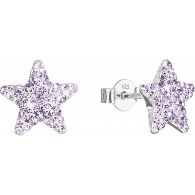 Pavona Stříbrné náušnice Hvězdičky s krystaly Preciosa 31312.3 violet