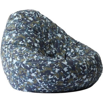 Pufrelax Пуф, круша, 520л. , Nirvana Gigant - Army Camouflage Air, Перящ се калъф, Пълнеж от Полистиролни перли