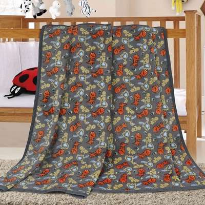 Bellatex dětská deka ELLA KORALL MICRO DINOSAURUS šedá