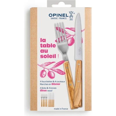 Opinel sada příborových nožů Bon Appetit a vidliček Sylve 8 ks olivové dřevo 003209