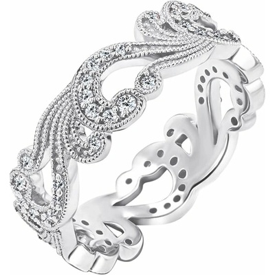Eppi Platinový prsteň s vintage diamantovými líniami Clementine R41894