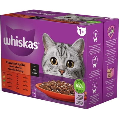 Whiskas Adult Classic Meals v omáčce s hovězím kuřecím jehněčím a drůbežím masem 12 x 85 g