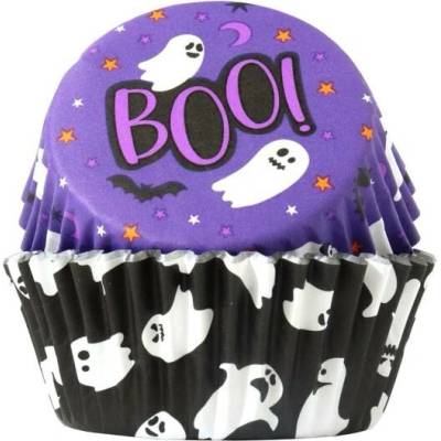 Košíčky na muffiny s alobalovým vnitřkem PME Halloweenské s duchy (60 ks)