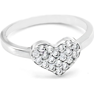 B&B Goldinvestic Zlatý prsten srdce se zirkony bílé zlato N3334