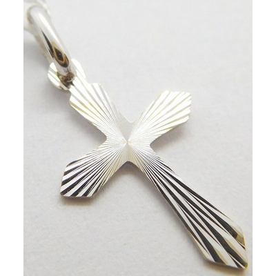 Klenoty Budín Gravírovaný zlatý křížek ze bílého zlata přívěsek H507