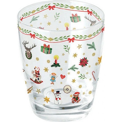 Ambiente Europe BV Vianočný sklenený pohár červené ornament 250 ml