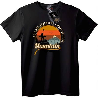 NOONEBRAND Тениска планинско приключение - 2XL, Black