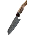 HARAHU Дамаски кухненски нож YU-37464 - Santoku / Кафяв KP37464