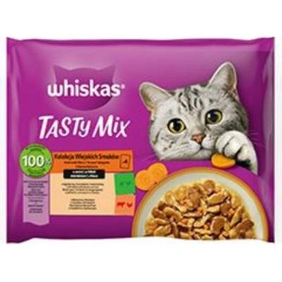 Whiskas Tasty mix kura & zel. jah.& morč. v omáčke 4 x 85 g