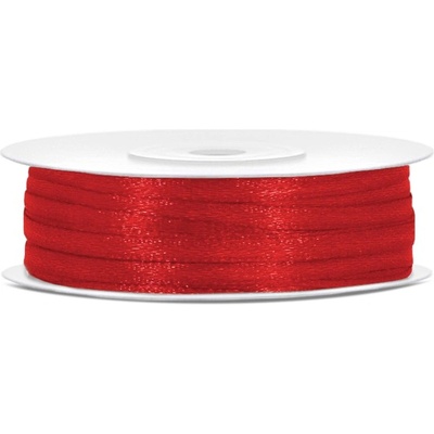 Party Deco Сатенена лента, червена, 3мм/50м