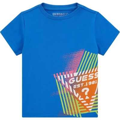 GUESS Tениска с къс ръкав в синьо за момче с контрастна щампа Guess