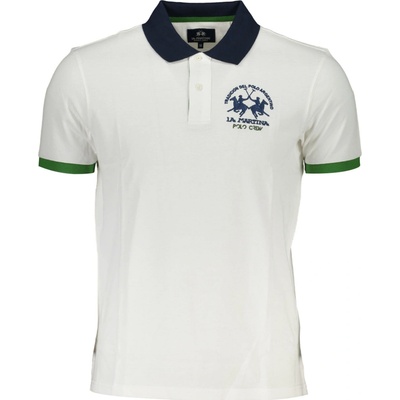 La Martina MEN'S SHORT SLEEVE polo WHITE modrá bílá