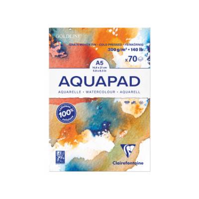 Aquarellblock Goldline Aquapad A5 geleimt, 70 Blatt weiß 300g, mittlere Körnung