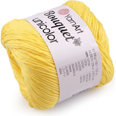 Prima-obchod Bavlněná pletací příze Bouquet Unicolor 100 g, barva 3 (3218) žlutá