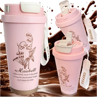 Verk 07387 termohrnek Coffee s poutkem nerez 530 ml růžový