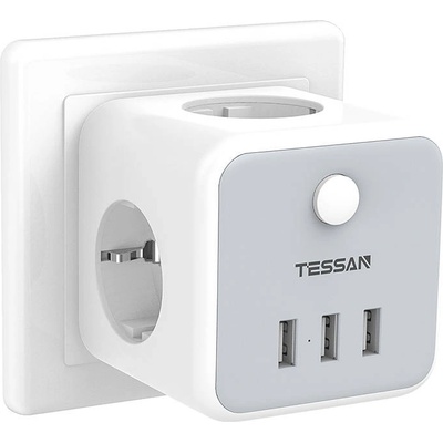 Tessan Wall Socket TS-301-DE - разклонител с 3хAC изхода и вградени 3хUSB-A изхода за мобилни устройства (бял)
