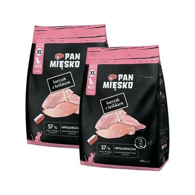 PAN MIĘSKO Kuracie s králikom pre mačiatka chrumkavé 2 x 0,4 kg