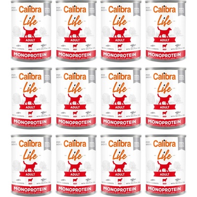 Calibra Dog Life Adult Mono Hovězí s mrkví 12 x 400 g